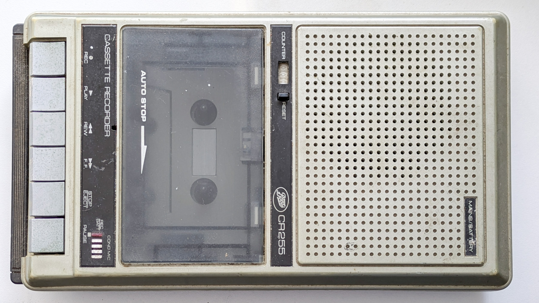 A cassette recorder viewed from above